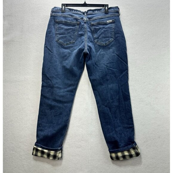 Eddie Bauer Jeans Womens 12 Flannel Lined Boyfriend Straight Leg Medium Wash - Picture 5 of 13